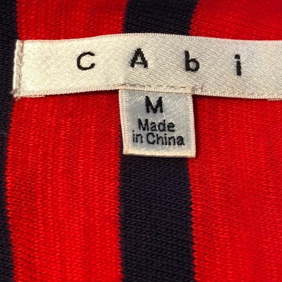 NWOT CAbi sM casual jacket Super fun cotton knit in navy/red w/gold buttons - Picture 4 of 6